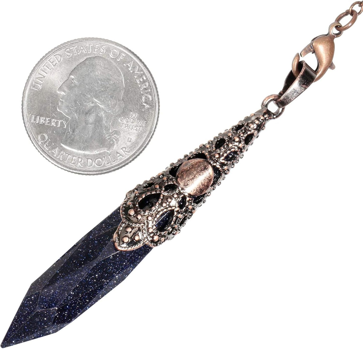 Reiki Healing Crystal Stones Dowsing Pendulum for Divination Wicca Balancing Pointed Pendant Pendulum with Chain 7"