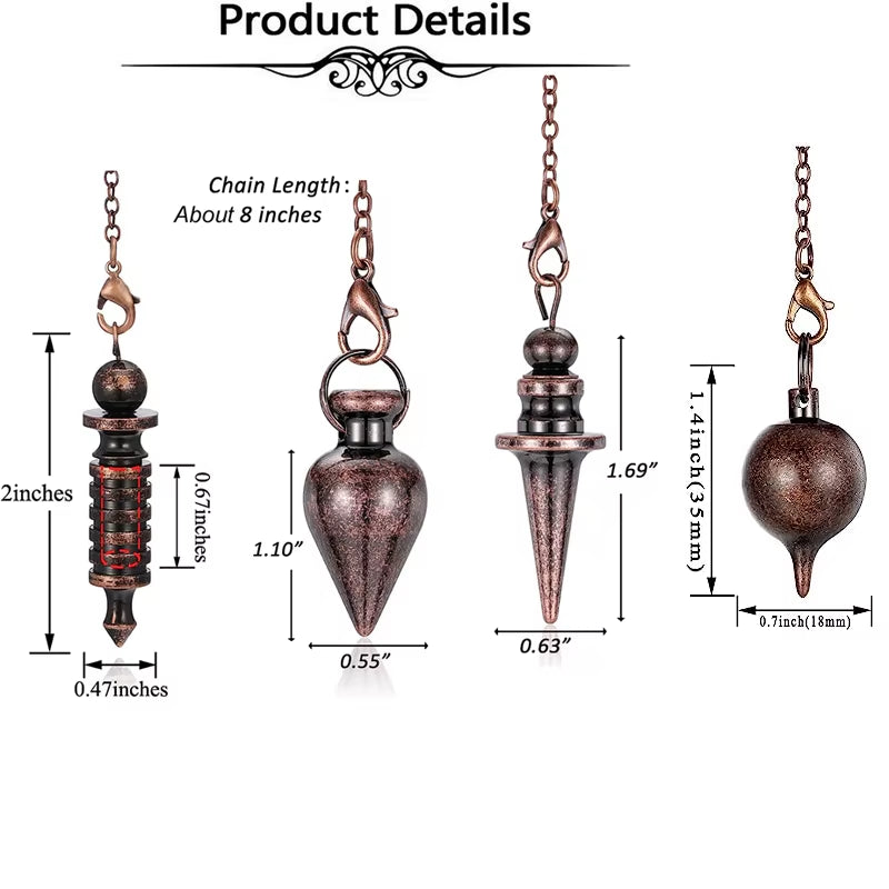 Copper Metal Pendulum for Dowsing Divination Energy Work Meditation Scrying Witchcraft Pendulums Tool Spiritual Pendulos X092