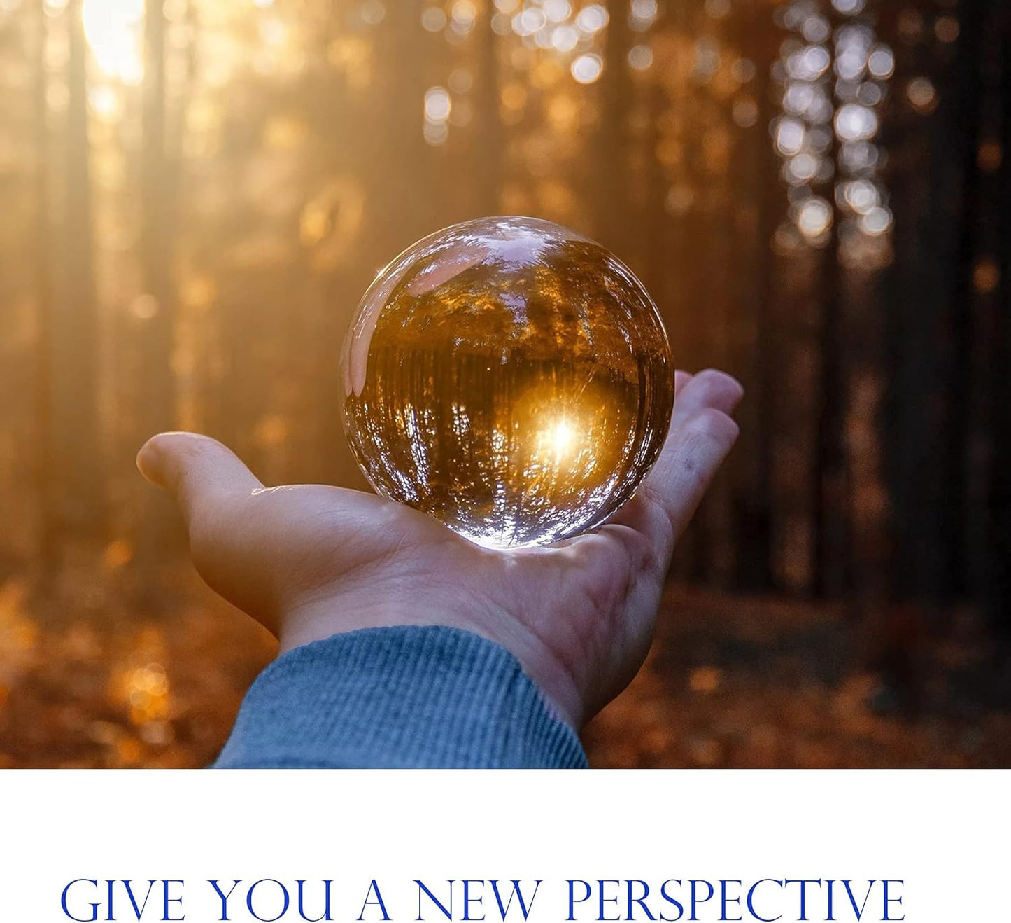 Crystal Blue Crystal Ball with Silver Crystal Ball Bracket and Gift Box for Decorative Ball, Photography Sphere, Lensball, Gazing Divination, Fortune Telling Ball (Blue, 60MM)
