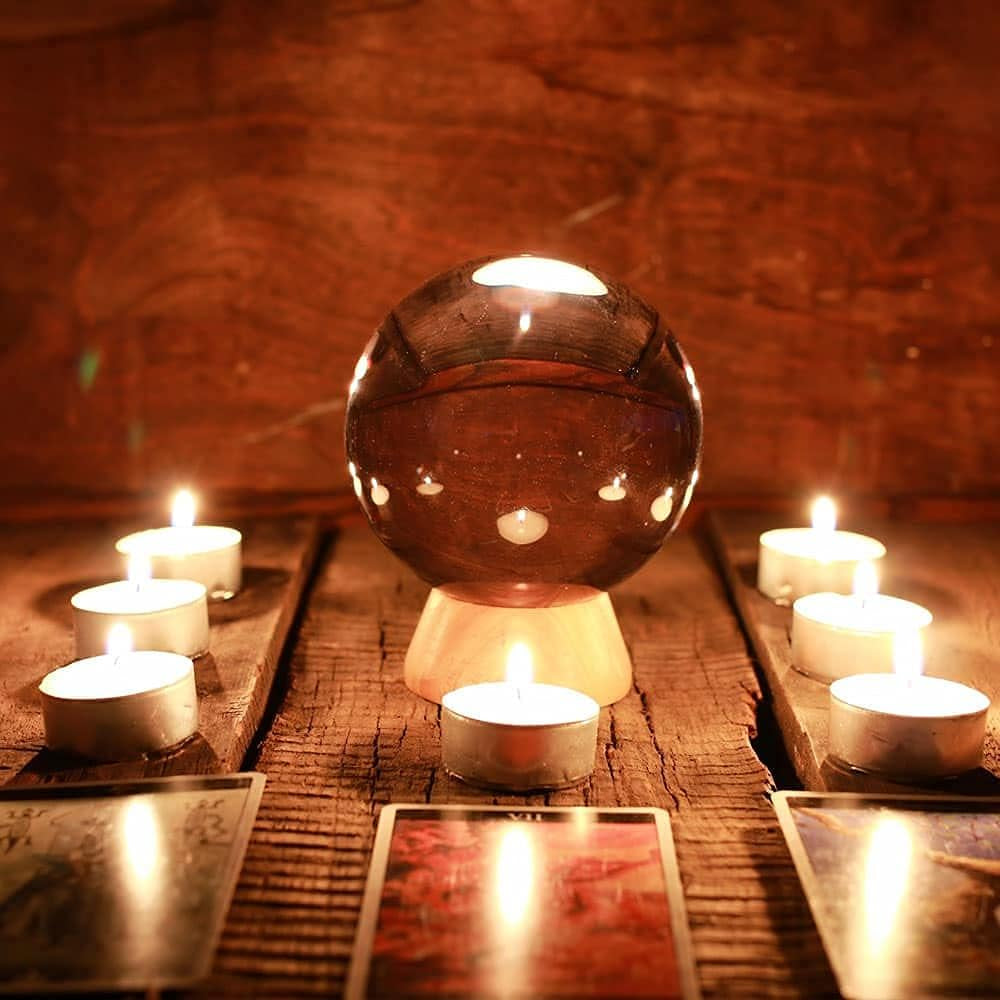 Crystal Blue Crystal Ball with Silver Crystal Ball Bracket and Gift Box for Decorative Ball, Photography Sphere, Lensball, Gazing Divination, Fortune Telling Ball (Blue, 60MM)