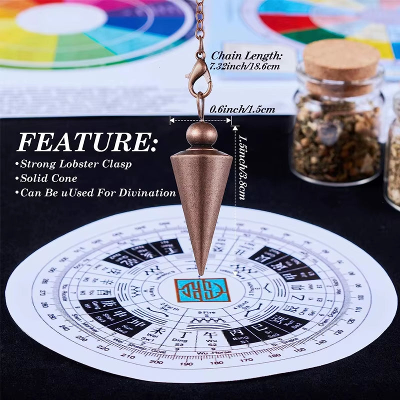Copper Metal Pendulum for Dowsing Divination Energy Work Meditation Scrying Witchcraft Pendulums Tool Spiritual Pendulos X092