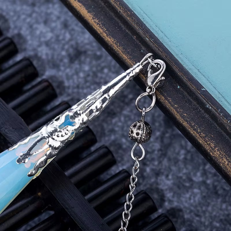 High Quality Natural Stone Pendulum for Dowsing Quartz Opalite Opal Pendulos Sacred Geometry Healing Crystals Pendant Jewelry