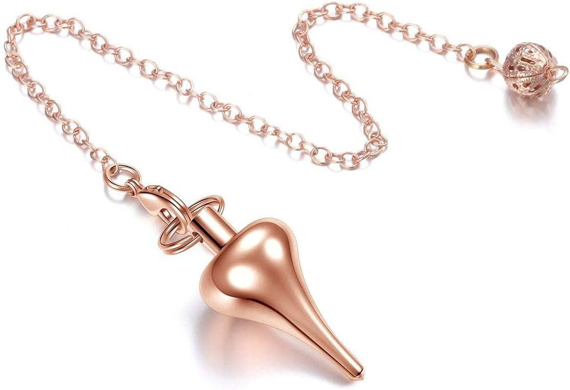 Copper Metal Dowsing Pendulum Spiritual Healing Pendulum for Divination Scrying Dowser Wicca Positive Energy,Rose Gold