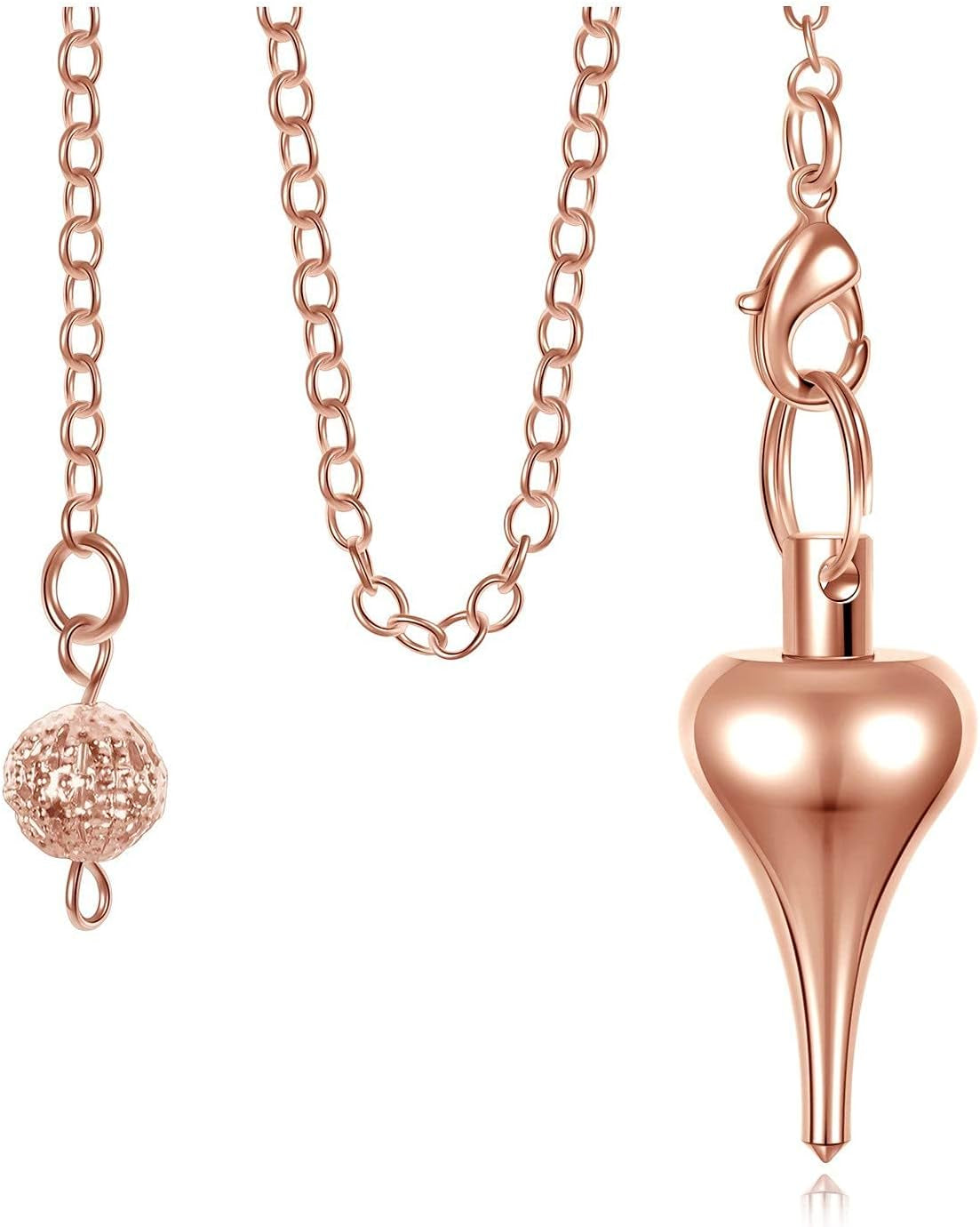 Copper Metal Dowsing Pendulum Spiritual Healing Pendulum for Divination Scrying Dowser Wicca Positive Energy,Rose Gold