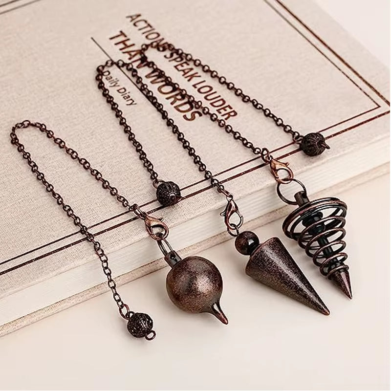Copper Metal Pendulum for Dowsing Divination Energy Work Meditation Scrying Witchcraft Pendulums Tool Spiritual Pendulos X092