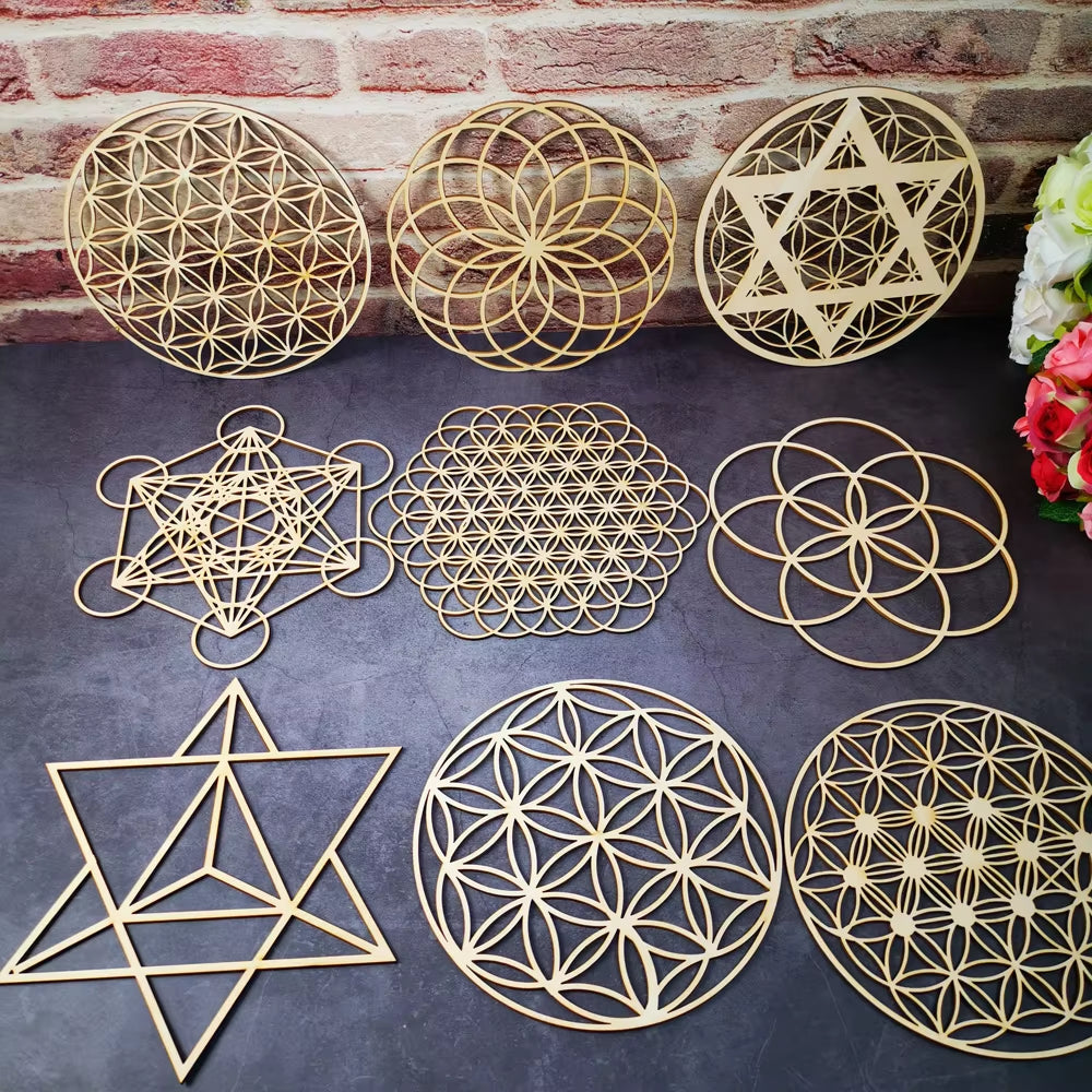 Wooden Flower of Life Christmas Ornaments, Sacred Geometry Ornaments Home Decoration, Wood Sign Wall Art Seed of Life Coaster