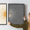 Sun Moon Boho Wall Decor, 2 Set 12X16 Inch Celestial Posters, Mid Century Modern Prints for Wall Art, Wall Decor for Bedroom