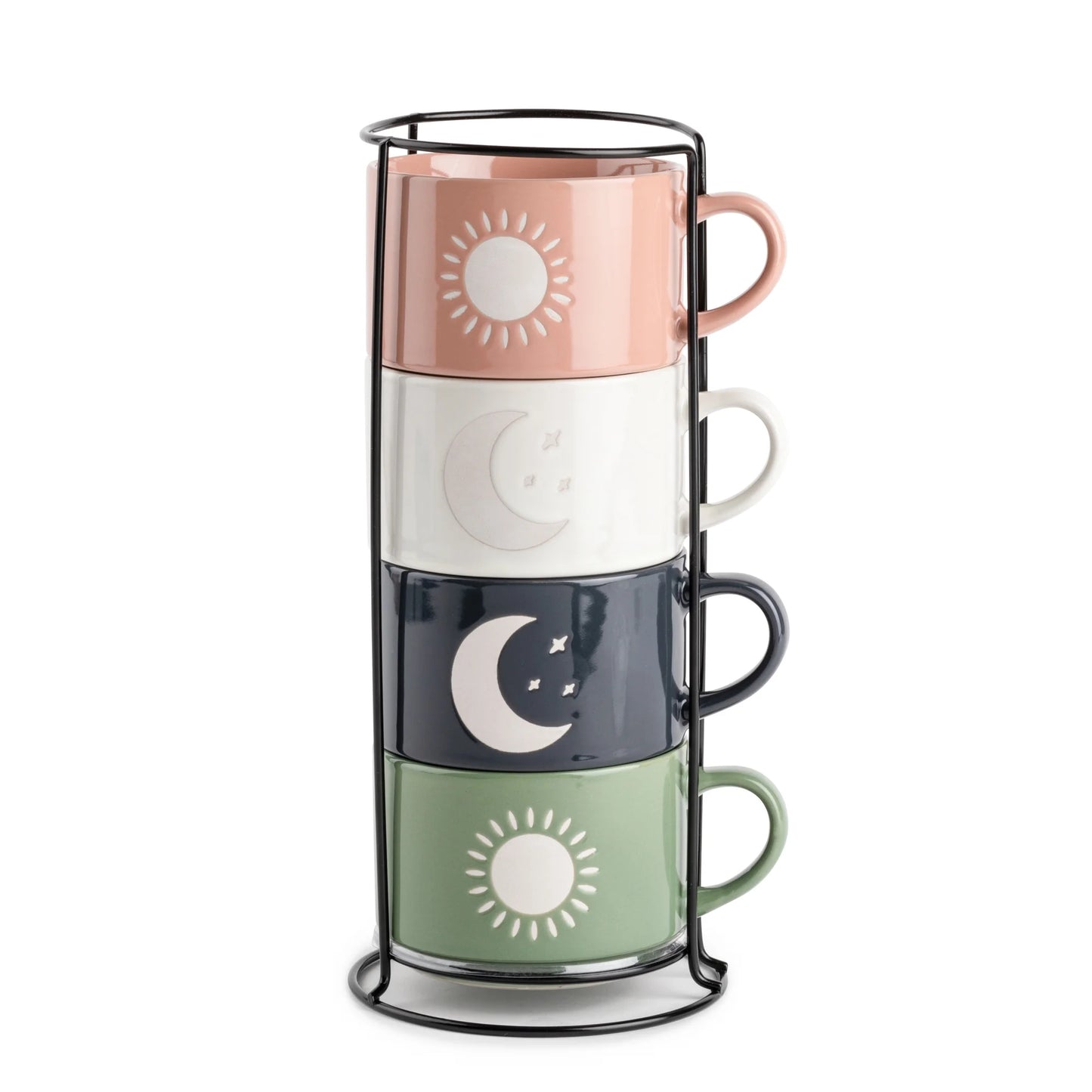 Stackable Ceramic Celestial Coffee Mug, 11 Fl Oz, 4-Pack