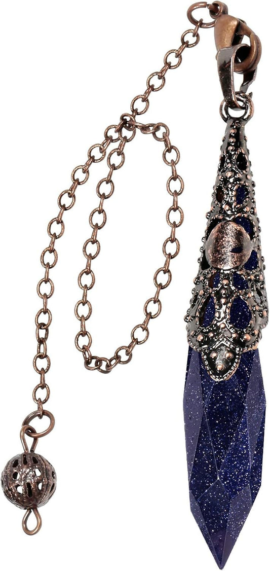 Reiki Healing Crystal Stones Dowsing Pendulum for Divination Wicca Balancing Pointed Pendant Pendulum with Chain 7"