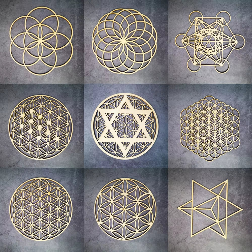 Wooden Flower of Life Christmas Ornaments, Sacred Geometry Ornaments Home Decoration, Wood Sign Wall Art Seed of Life Coaster