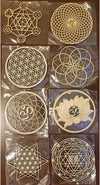 Chakras Wall Decor Sacred Geometry Wall Art Set Lotus Flower of Life Crystal Grid Wooden Islamic Art Symbol Meditation Decor Yoga Spiritual Decor Housewarming Gift Pooja Items Hamsa Wall Decor (8 Pcs)