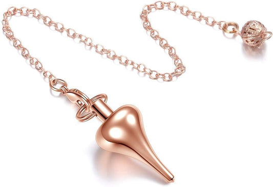 Copper Metal Dowsing Pendulum Spiritual Healing Pendulum for Divination Scrying Dowser Wicca Positive Energy,Rose Gold