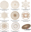 Chakras Wall Decor Sacred Geometry Wall Art Set Lotus Flower of Life Crystal Grid Wooden Islamic Art Symbol Meditation Decor Yoga Spiritual Decor Housewarming Gift Pooja Items Hamsa Wall Decor (8 Pcs)