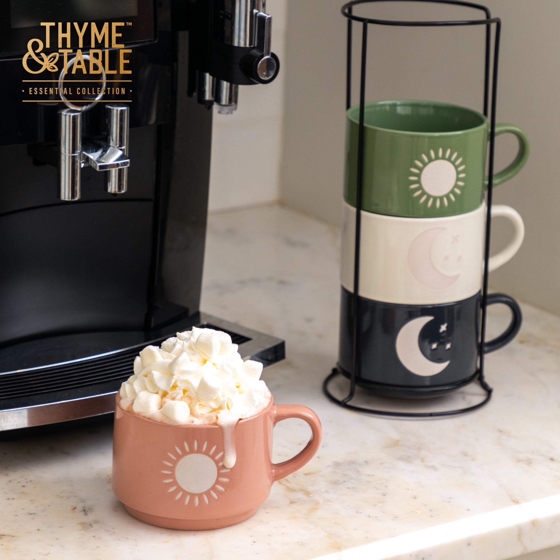 Stackable Ceramic Celestial Coffee Mug, 11 Fl Oz, 4-Pack