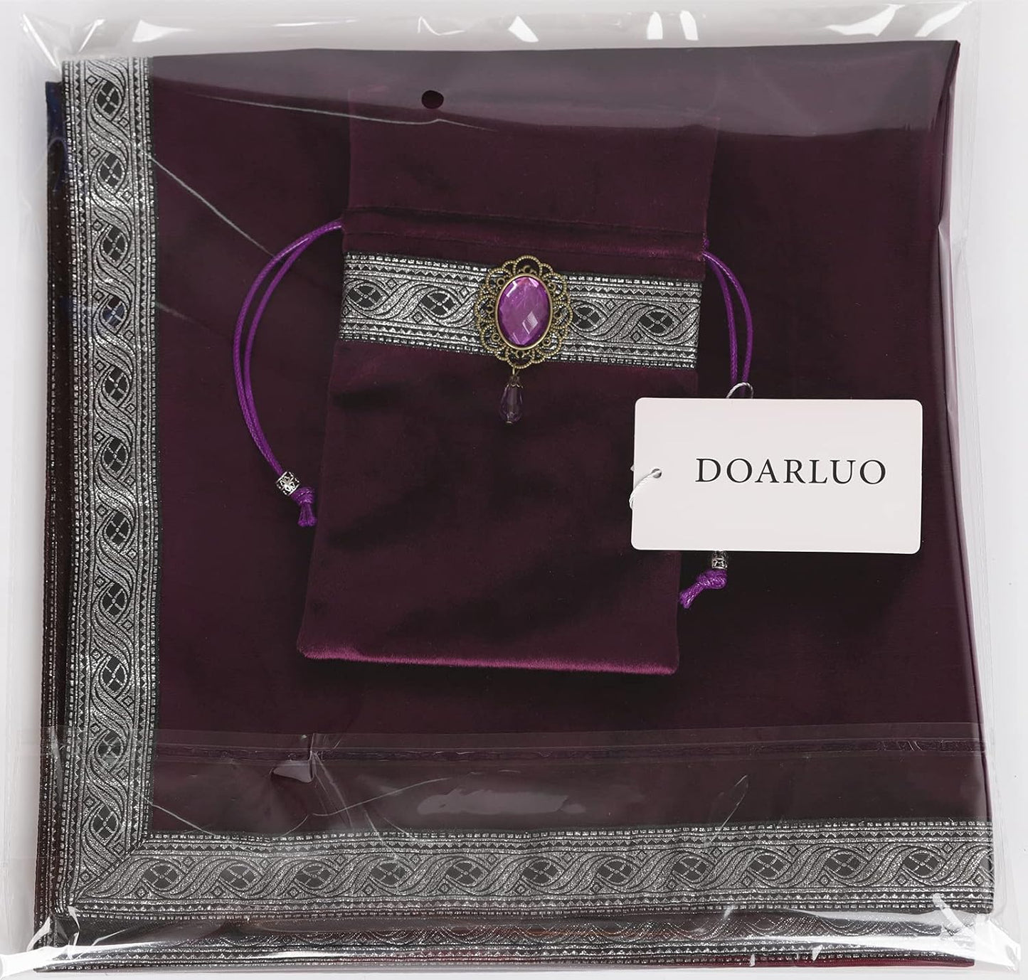 Tarot Cards Bag Tablecloth Table Altar Cloth Witchcraft Astrology Divination Non-Slip Mat Square 25.6 * 25.6 Inch (Purple)