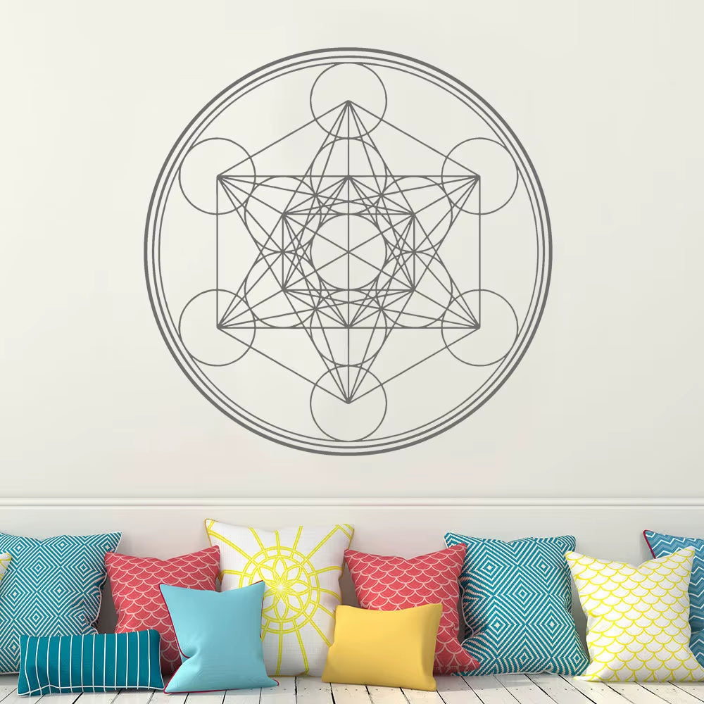 SACRED GEOMETRY Wall Decal Metatron'S Cube Alchemy Geometric Wall Vinyl Sticker Line Circle Mandala 3112