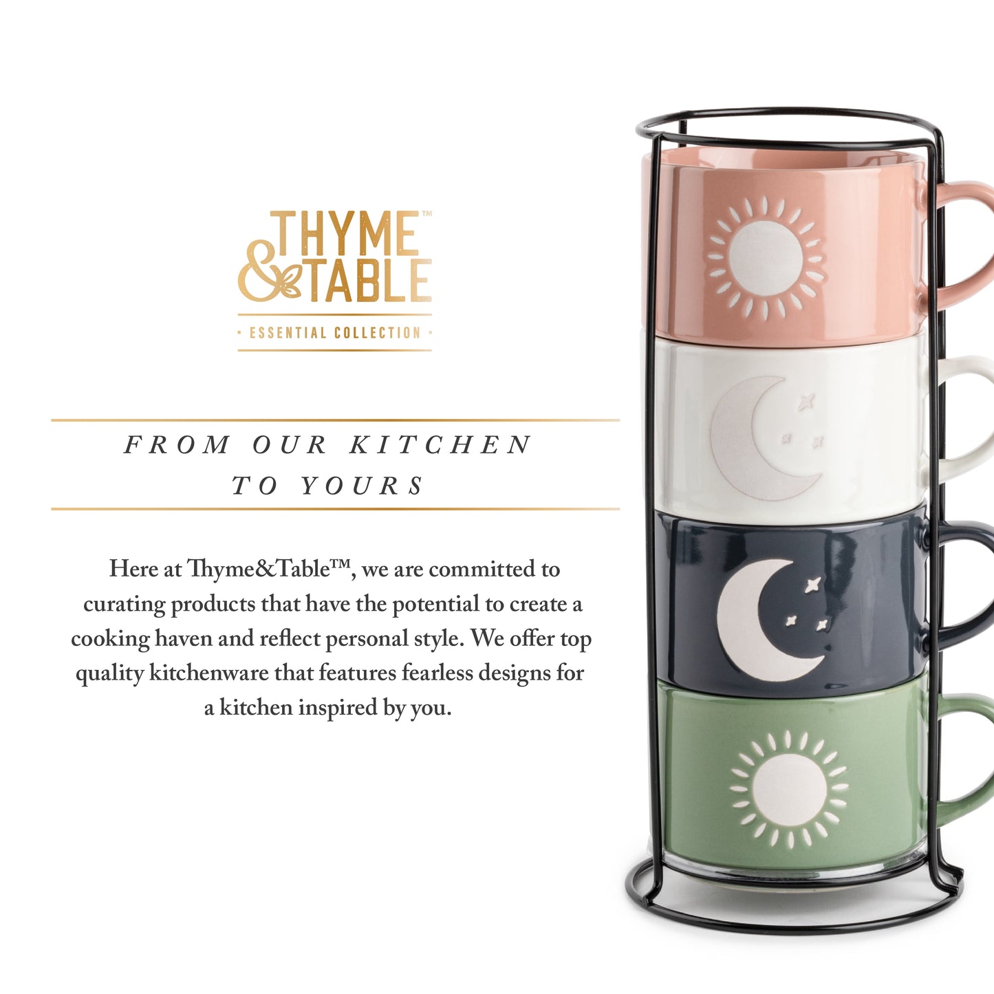 Stackable Ceramic Celestial Coffee Mug, 11 Fl Oz, 4-Pack