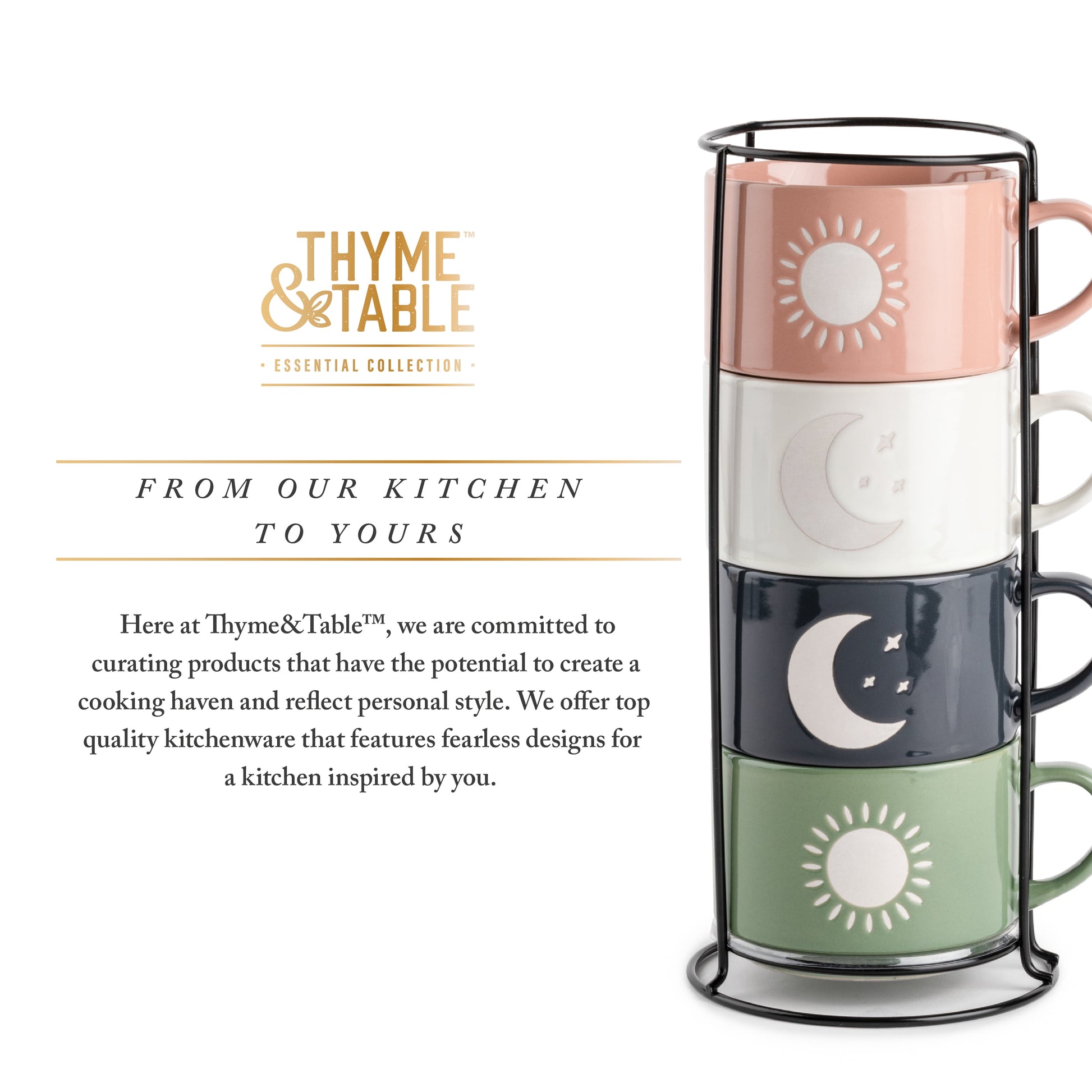 Stackable Ceramic Celestial Coffee Mug, 11 Fl Oz, 4-Pack